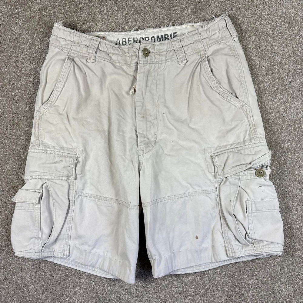 Y2K Abercrombie & Fitch Distressed Cargo Shorts Men's 32 Drawstring